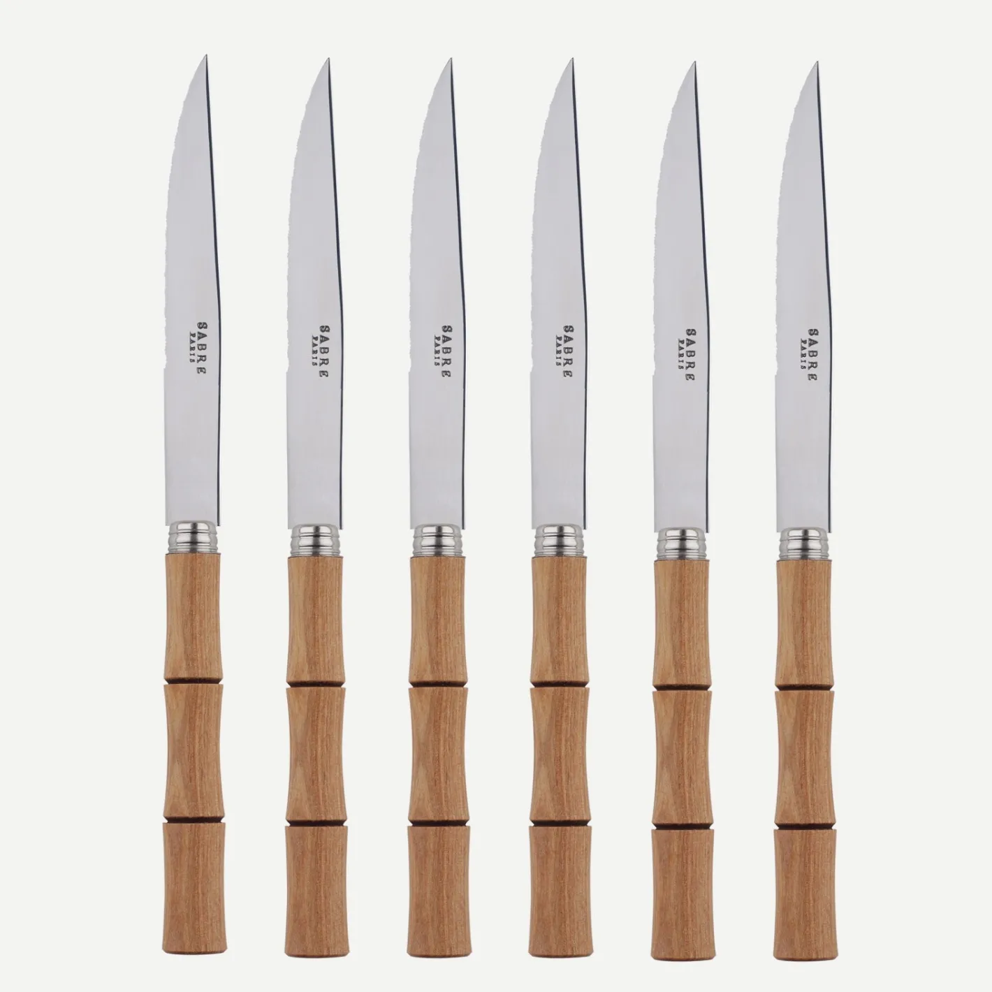 Sabre Paris Bambou,Bois stratifié clair | Set Of 6 Steak Knives