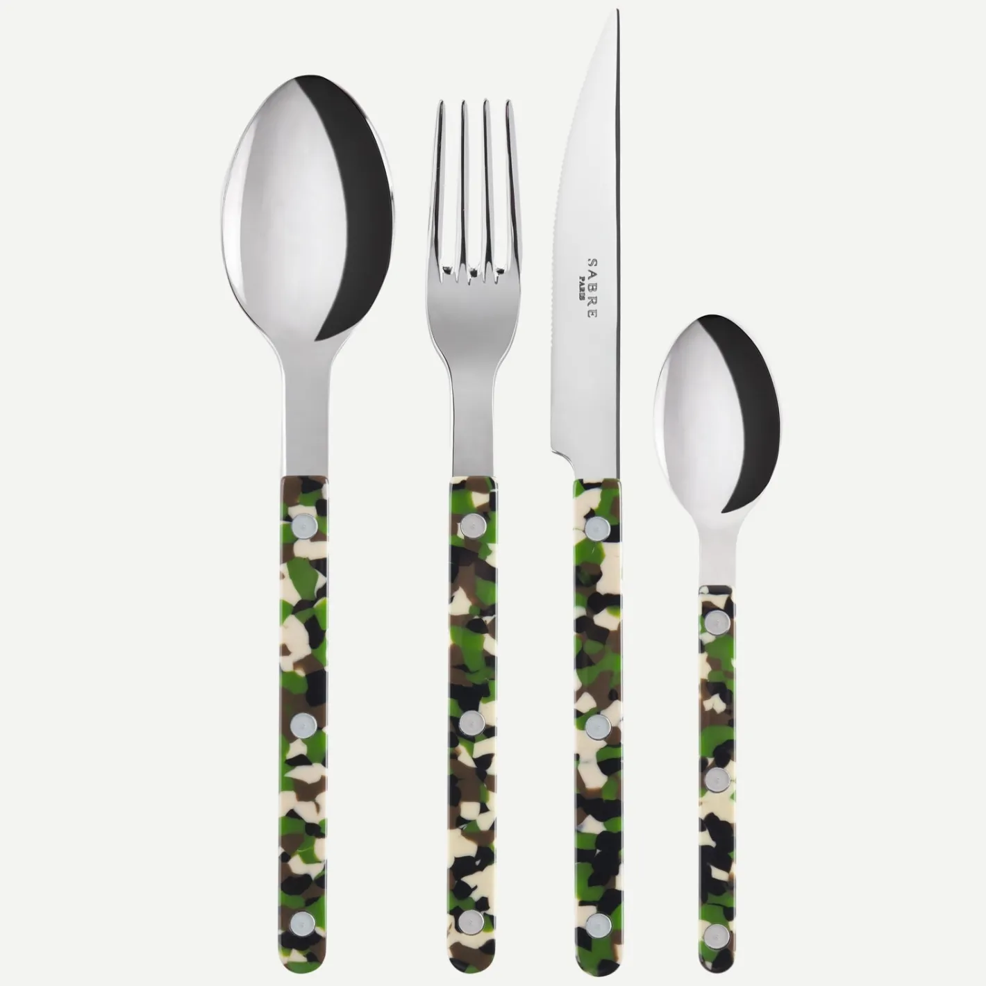 Sabre Paris Bistrot Camouflage, Green | Set Of 4 Pieces