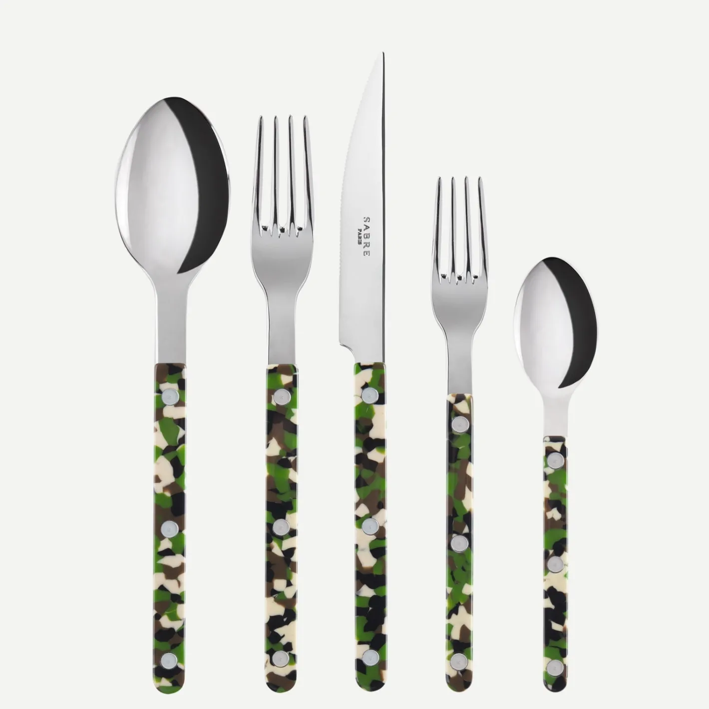 Sabre Paris Bistrot Camouflage, Green | 20 Pieces Set