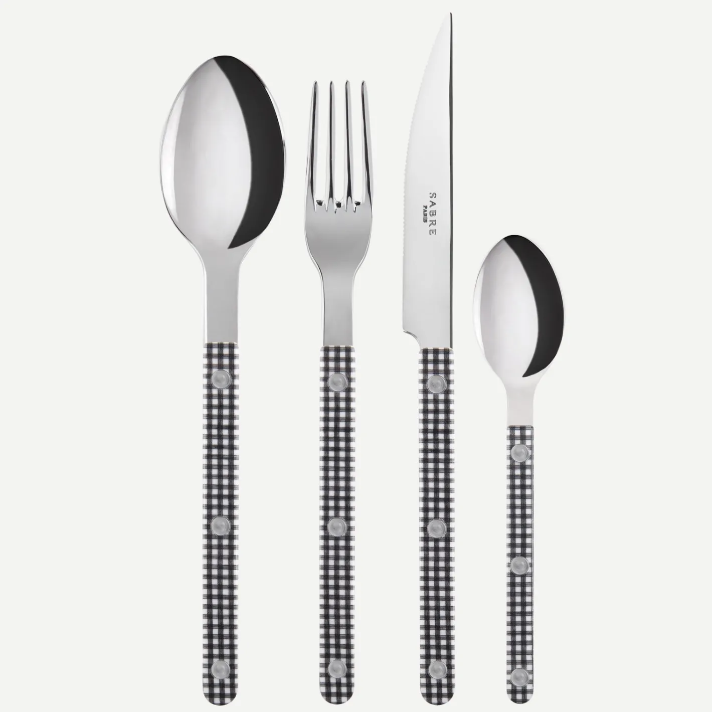 Sabre Paris Bistrot Gingham, Black | 24 Pieces Set