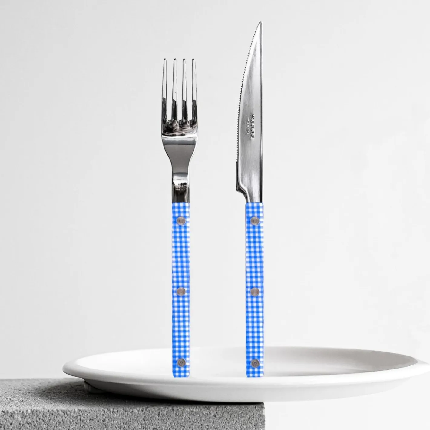 Sabre Paris Bistrot Gingham, Blue | Dinner Knife