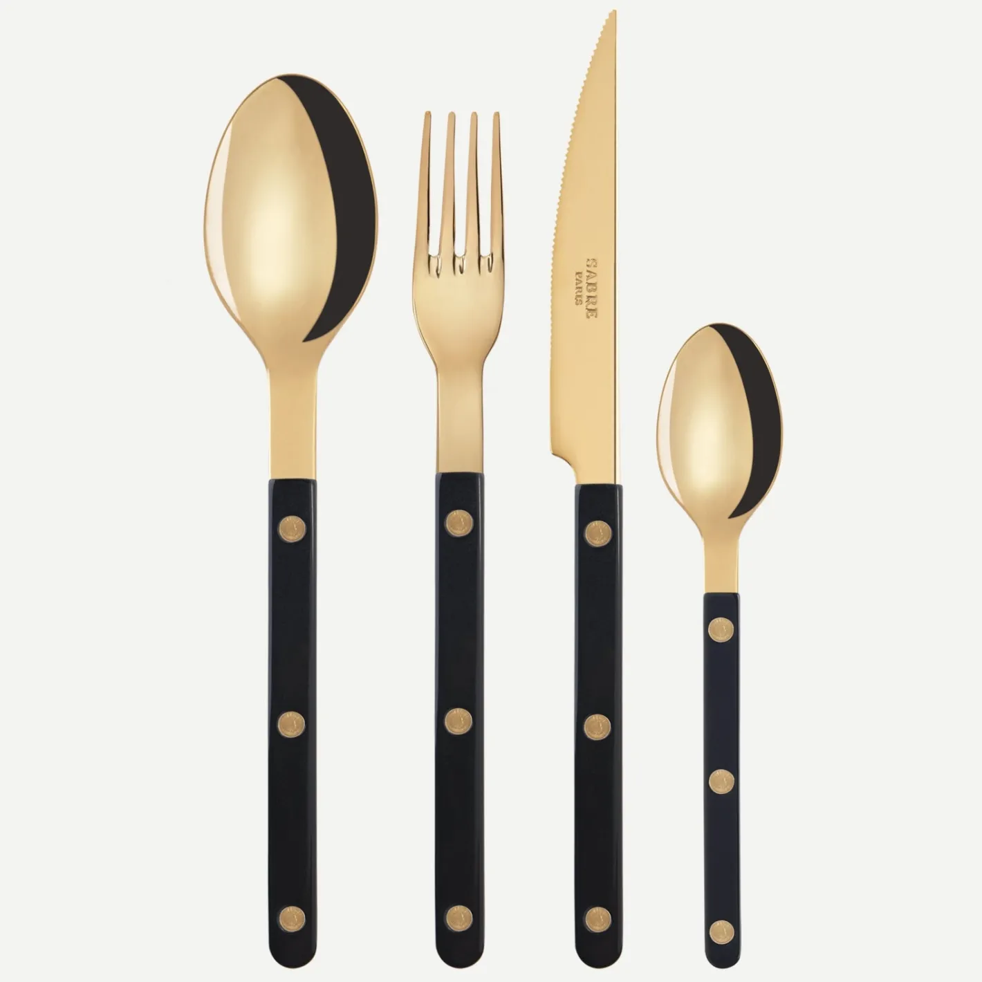 Sabre Paris Bistrot Gold Solid, Black | 48 Pieces Set