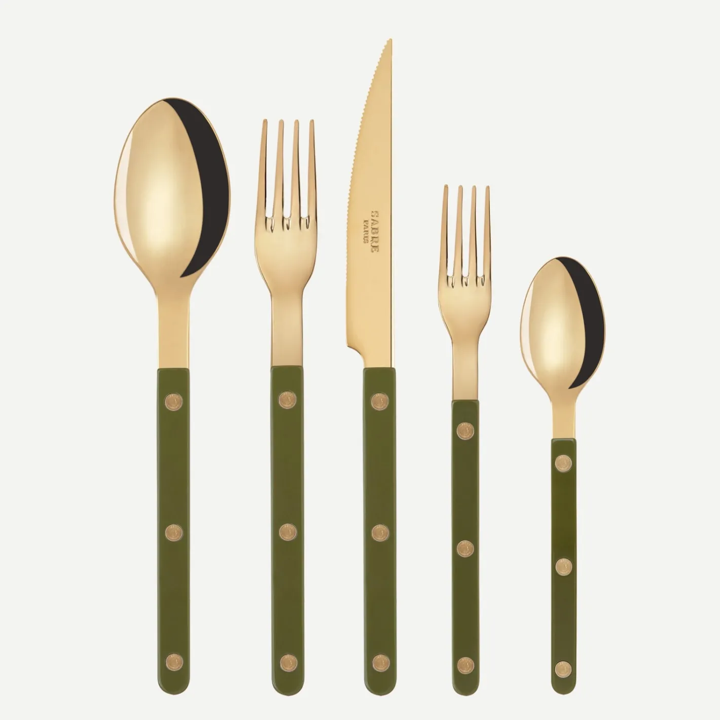 Sabre Paris Bistrot Gold Solid, Green fern | 20 Pieces Set