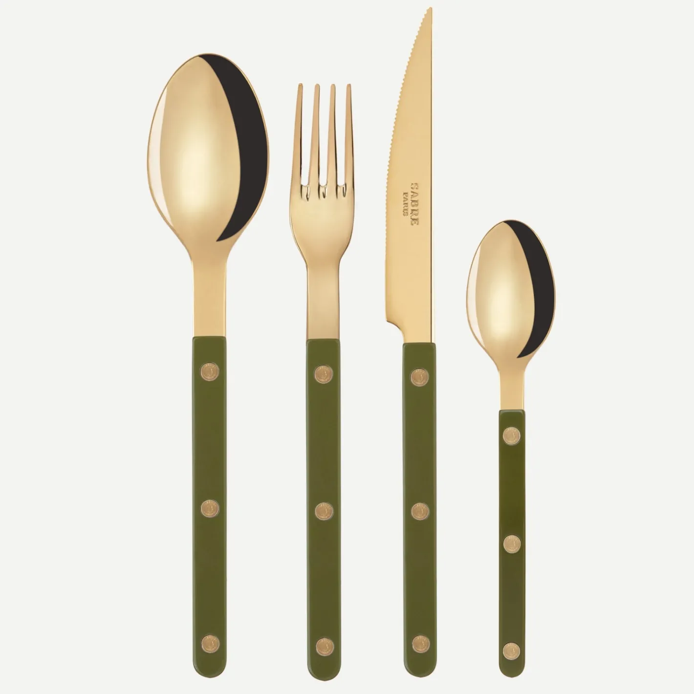 Sabre Paris Bistrot Gold Solid, Green fern | 24 Pieces Set