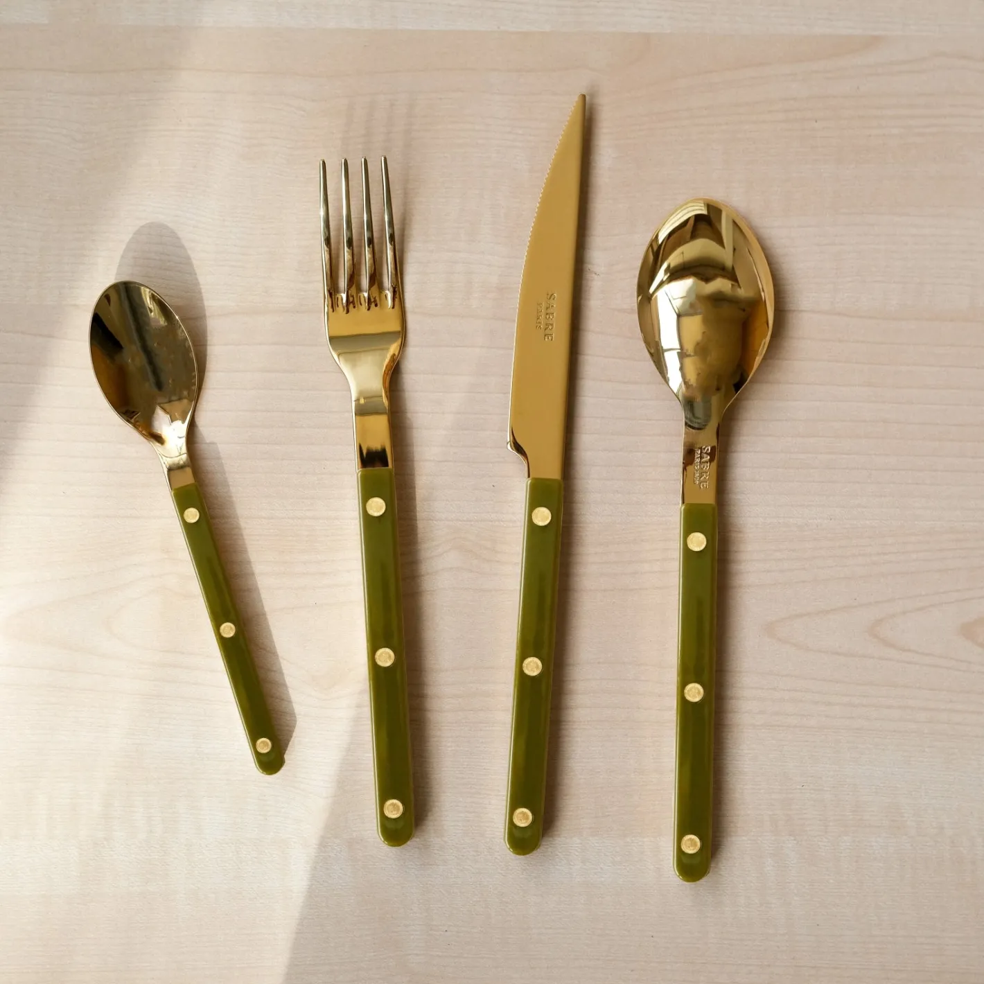 Sabre Paris Bistrot Gold Solid, Green fern | 24 Pieces Set