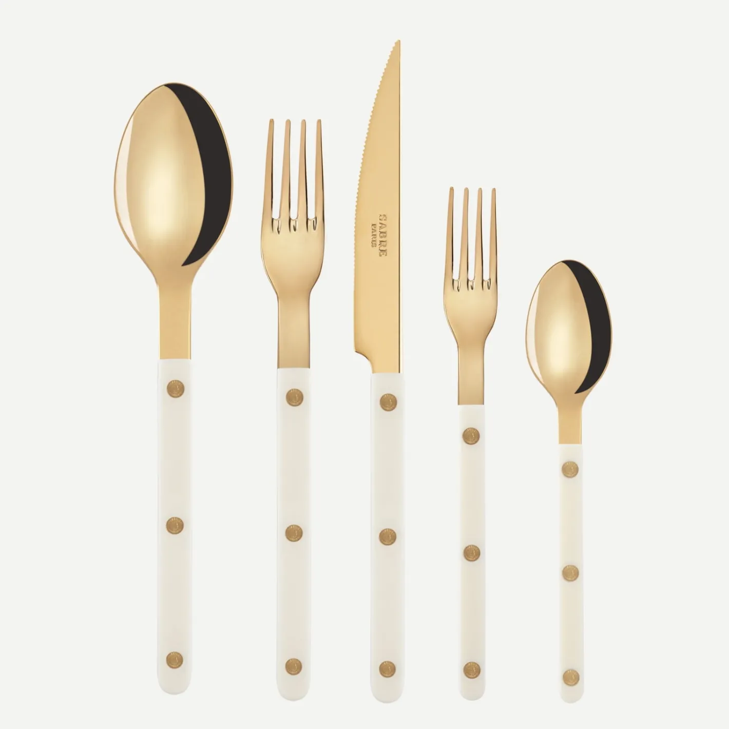 Sabre Paris Bistrot Gold Solid, Ivory | 20 Pieces Set