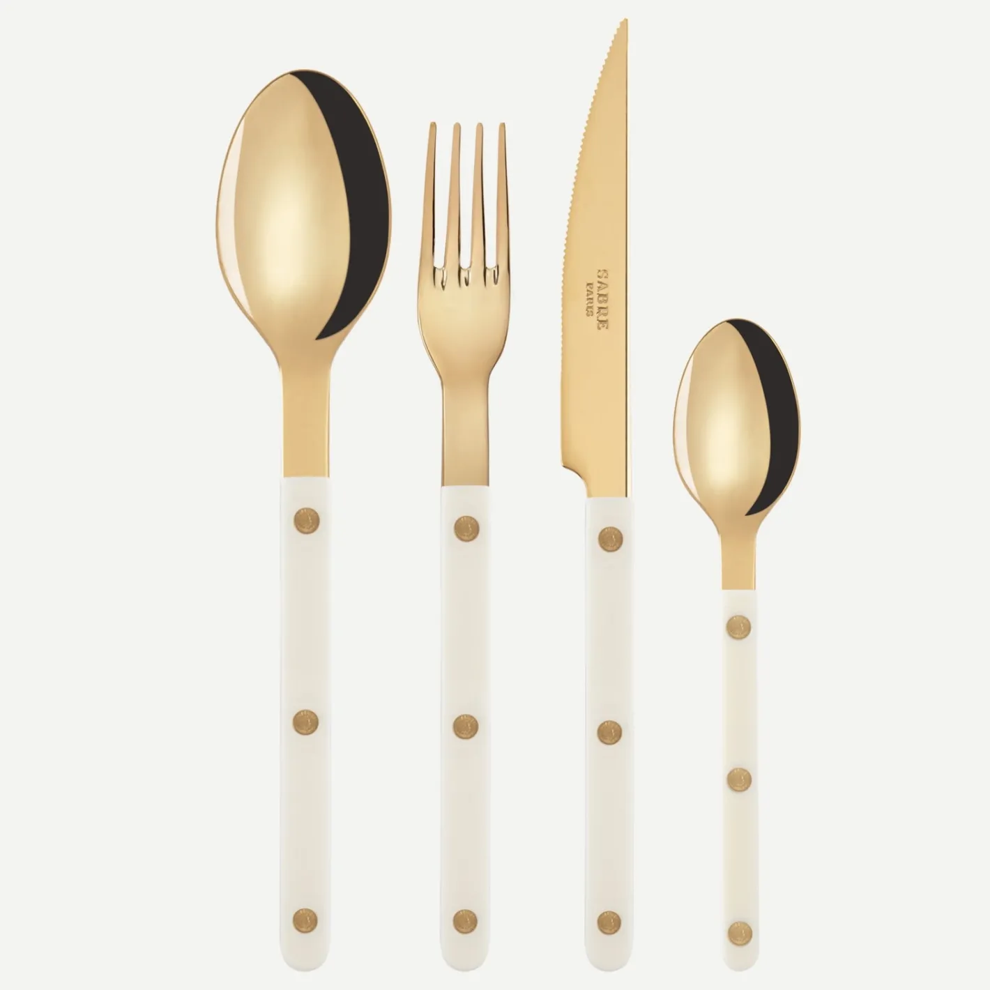 Sabre Paris Bistrot Gold Solid, Ivory | 24 Pieces Set