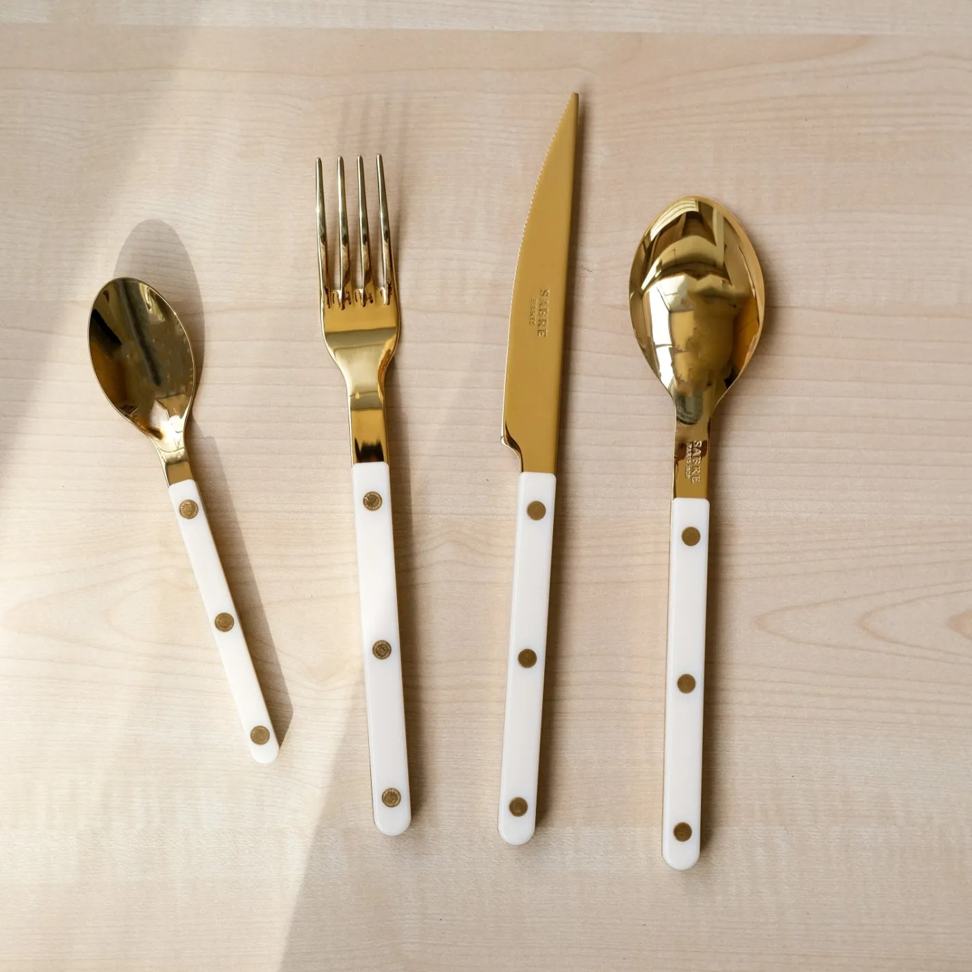 Sabre Paris Bistrot Gold Solid, Ivory | 48 Pieces Set