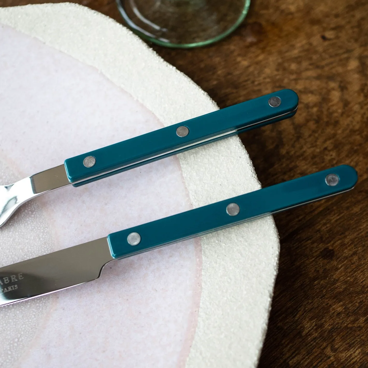 Sabre Paris Bistrot Solid, Aquamarine | Salad Fork