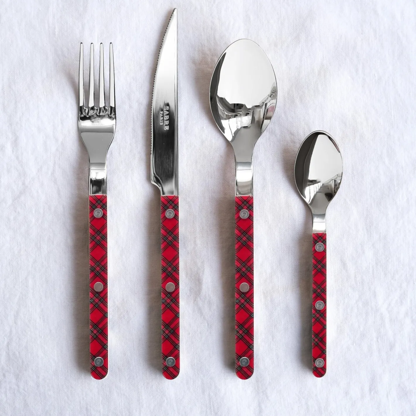 Sabre Paris Bistrot Tartan, Red | Dinner Knife