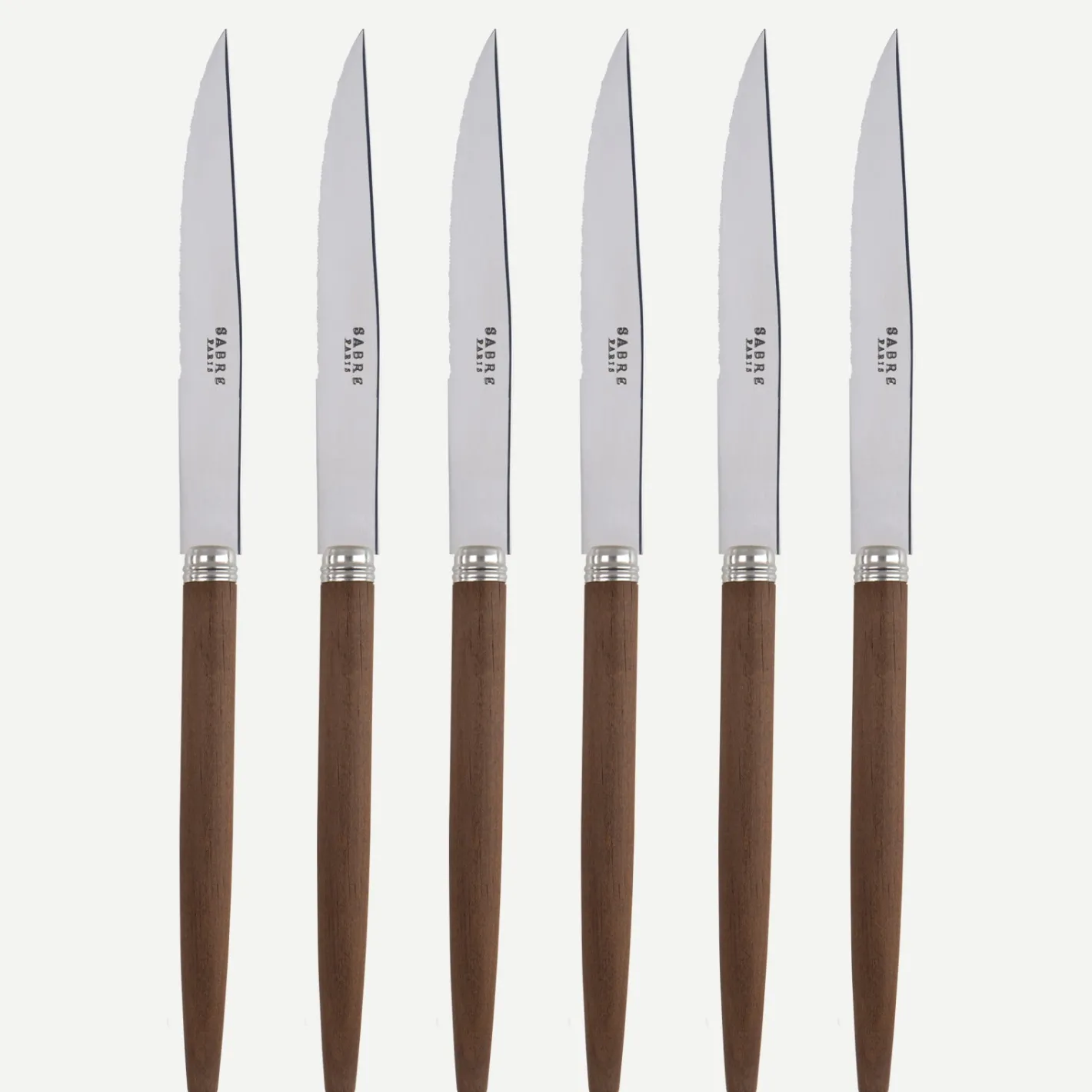 Sabre Paris Jonc,Bois foncé | Set Of 6 Steak Knives