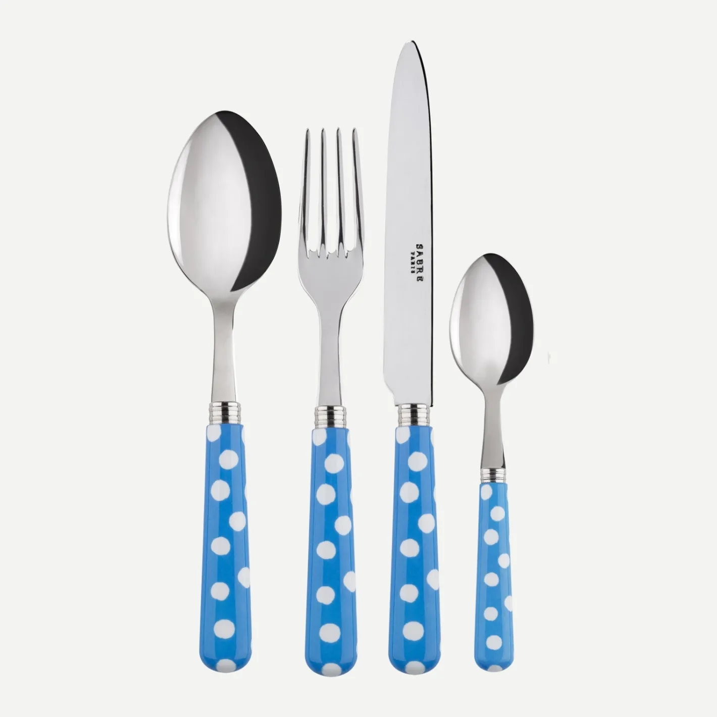 Sabre Paris Pois Blancs,Bleu clair | Set Of 4 Pieces